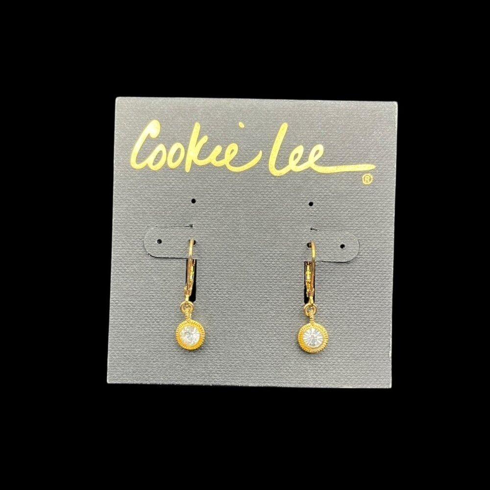 Genuine Crystal Leverback Drop Earrings Minimalist Classic Dainty Elegant Shiny